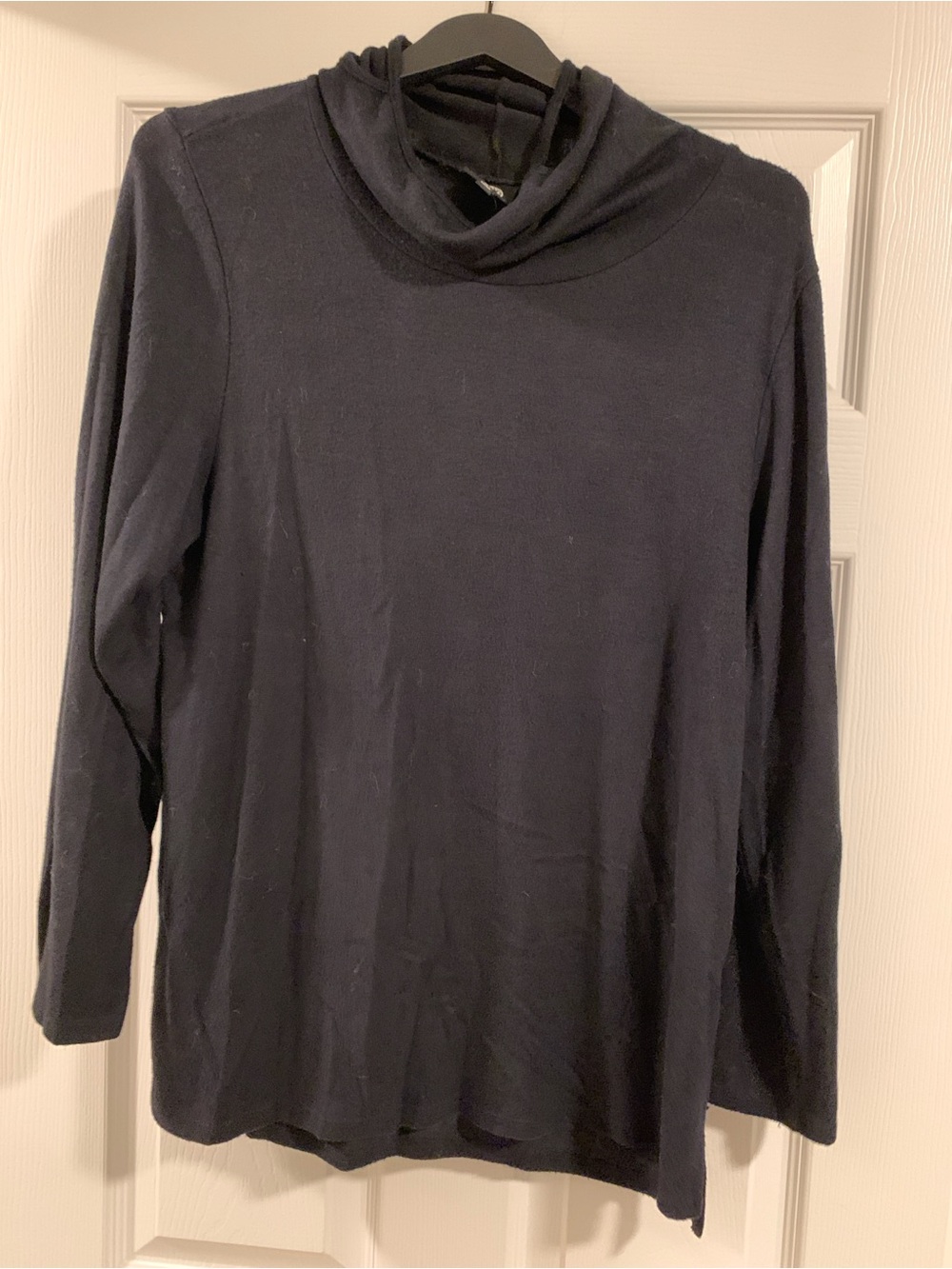 bobeau Navy Cowl Neck Long Sleeve Sweater